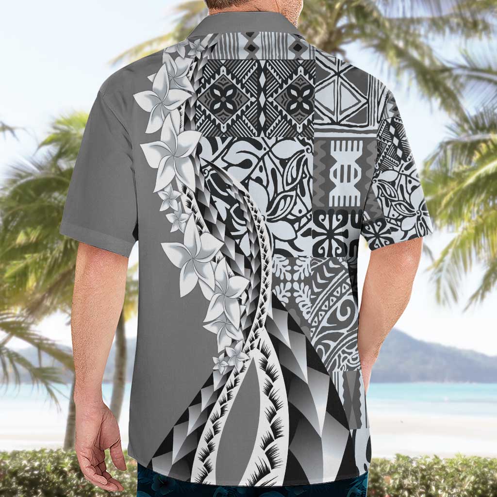 Aloha Vintage Plumeria Hawaiian Tapa Pattern Hawaiian Shirt Gray Hawaiian Tapa Pattern LT9 - Polynesian Pride