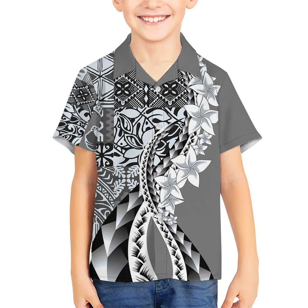 Aloha Vintage Plumeria Hawaiian Tapa Pattern Hawaiian Shirt Gray Hawaiian Tapa Pattern LT9 - Polynesian Pride