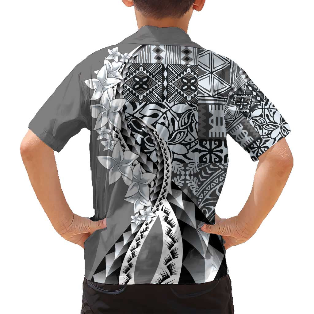 Aloha Vintage Plumeria Hawaiian Tapa Pattern Hawaiian Shirt Gray Hawaiian Tapa Pattern LT9 - Polynesian Pride