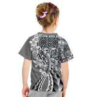 Aloha Vintage Plumeria Hawaiian Tapa Pattern Kid T Shirt Gray Hawaiian Tapa Pattern LT9 - Polynesian Pride