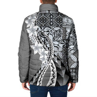 Aloha Vintage Plumeria Hawaiian Tapa Pattern Padded Jacket Gray Hawaiian Tapa Pattern LT9 - Polynesian Pride