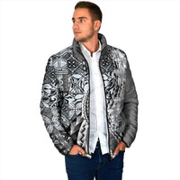 Aloha Vintage Plumeria Hawaiian Tapa Pattern Padded Jacket Gray Hawaiian Tapa Pattern LT9 - Polynesian Pride