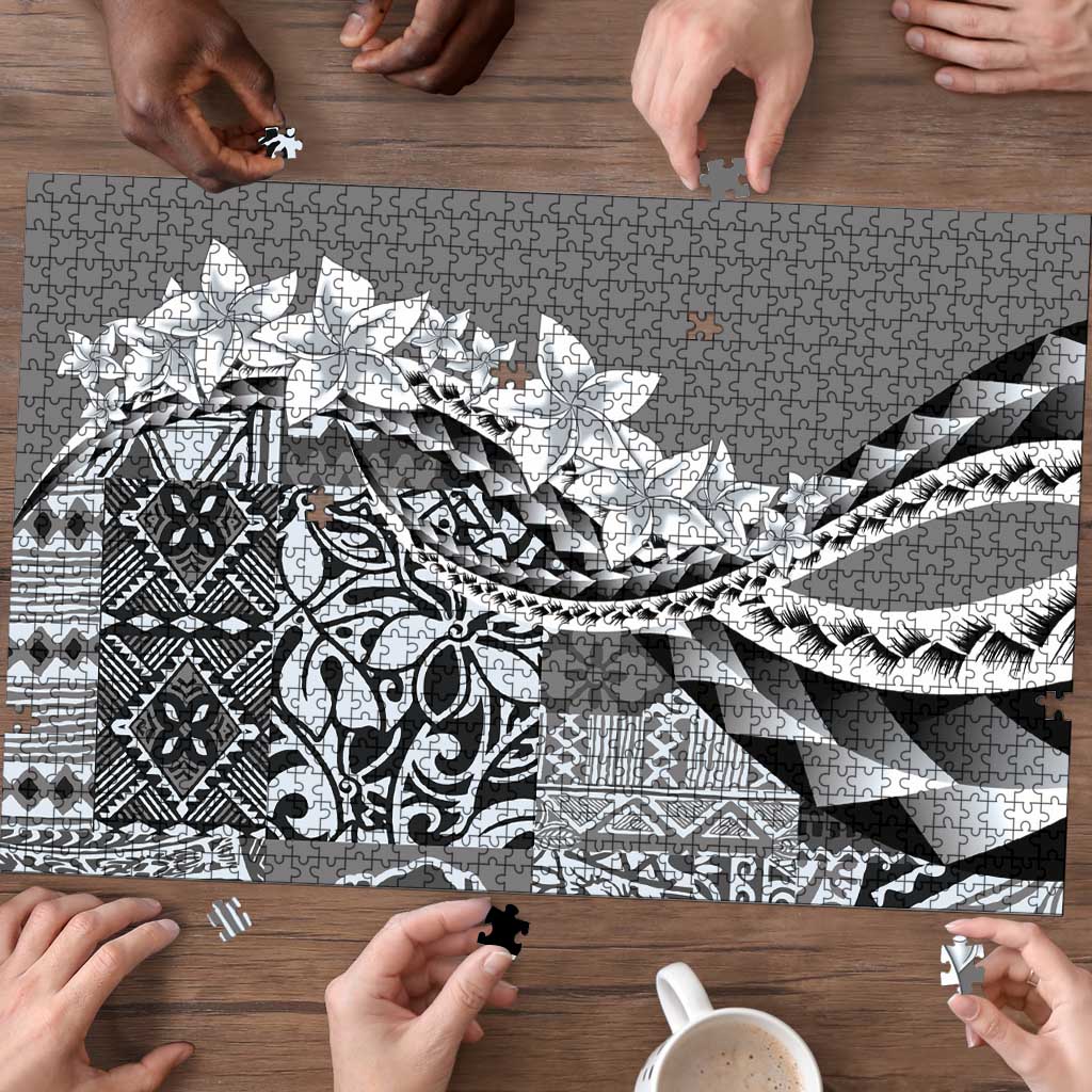 Aloha Vintage Plumeria Hawaiian Tapa Pattern Puzzle Gray Hawaiian Tapa Pattern LT9 - Polynesian Pride
