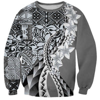 Aloha Vintage Plumeria Hawaiian Tapa Pattern Sweatshirt Gray Hawaiian Tapa Pattern LT9 Unisex Gray - Polynesian Pride