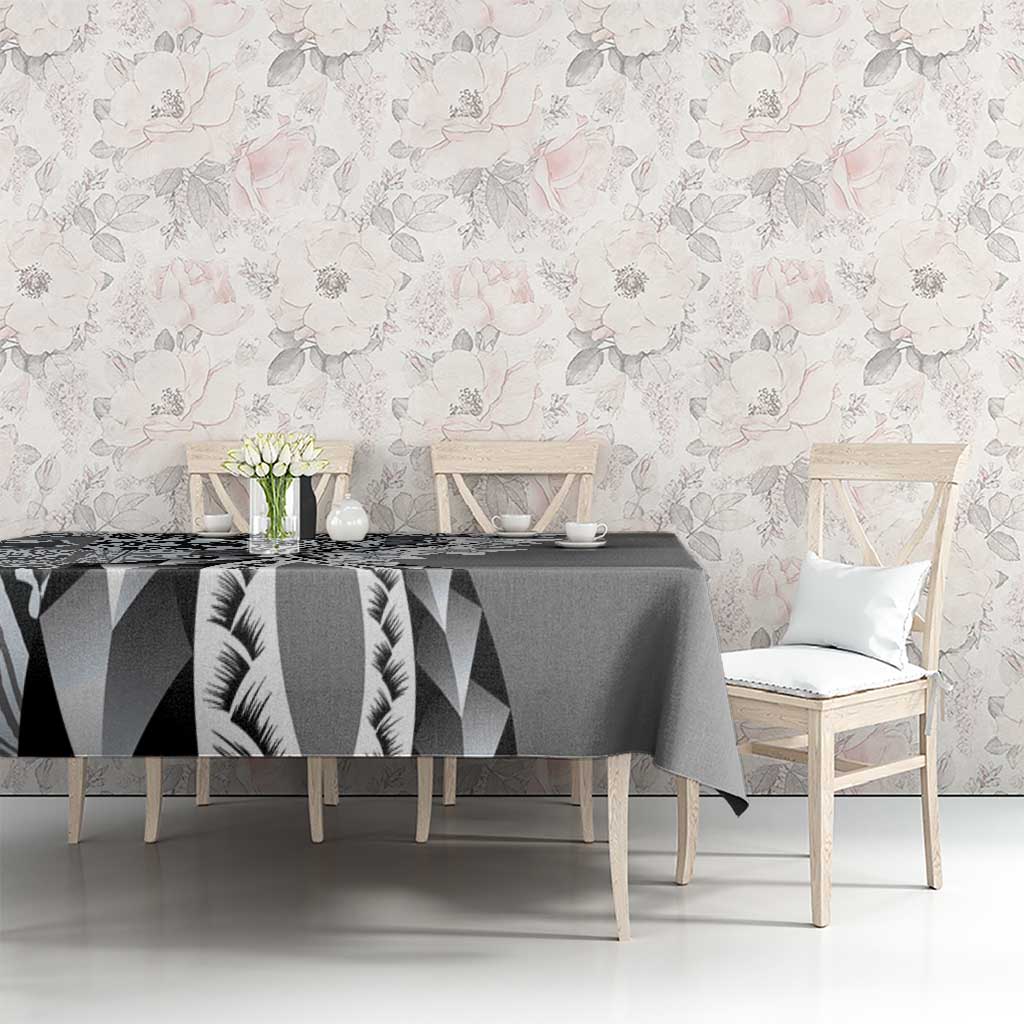 Aloha Vintage Plumeria Hawaiian Tapa Pattern Tablecloth Gray Hawaiian Tapa Pattern LT9 - Polynesian Pride
