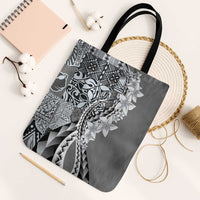 Aloha Vintage Plumeria Hawaiian Tapa Pattern Tote Bag Gray Hawaiian Tapa Pattern LT9 Black Strap One Size Gray - Polynesian Pride