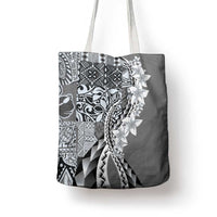 Aloha Vintage Plumeria Hawaiian Tapa Pattern Tote Bag Gray Hawaiian Tapa Pattern LT9 - Polynesian Pride