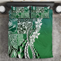 Aloha Vintage Plumeria Hawaiian Tapa Pattern Bedding Set Green Hawaiian Tapa Pattern LT9 Green - Polynesian Pride