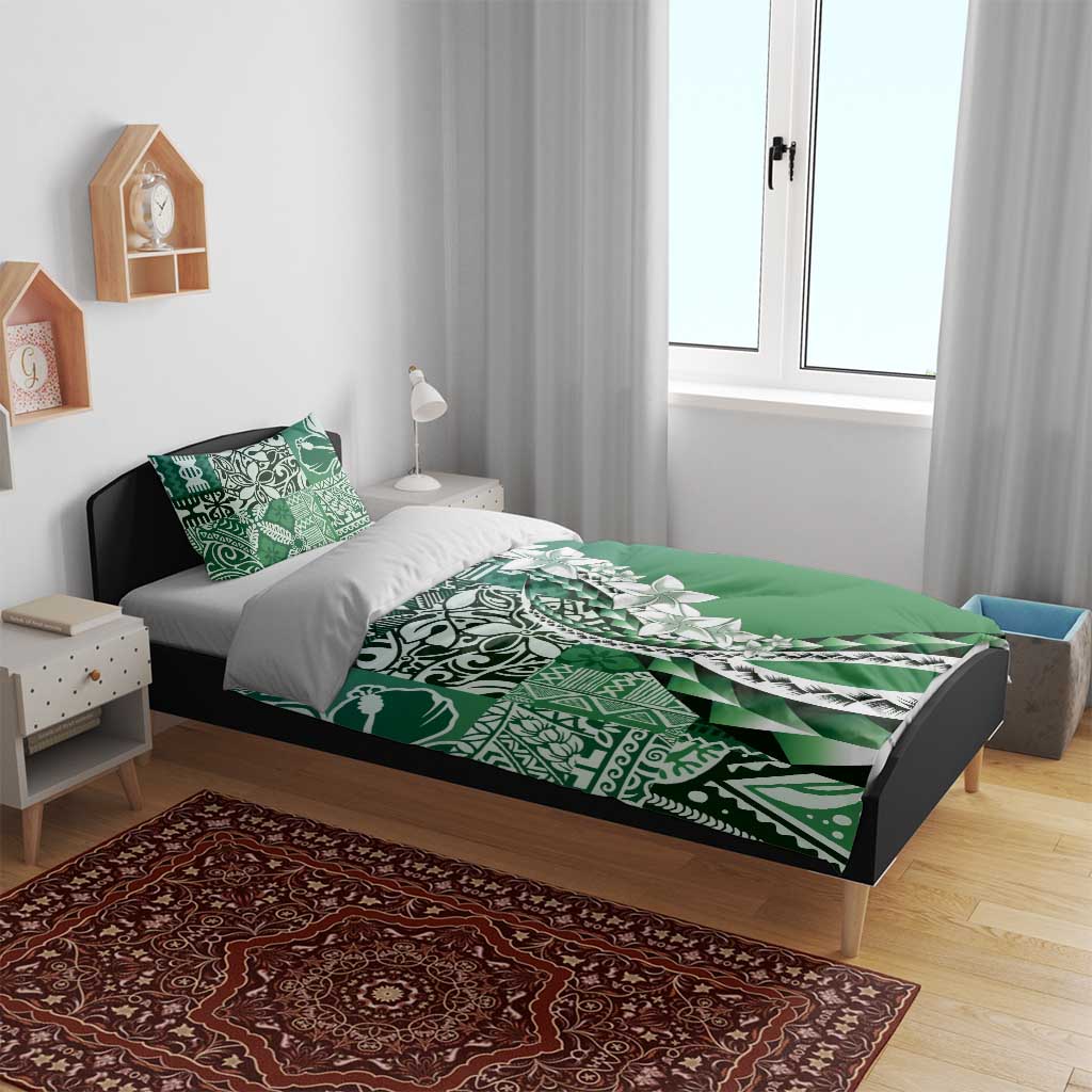 Aloha Vintage Plumeria Hawaiian Tapa Pattern Bedding Set Green Hawaiian Tapa Pattern LT9 - Polynesian Pride