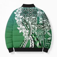 Aloha Vintage Plumeria Hawaiian Tapa Pattern Bomber Puffer Jacket Green Hawaiian Tapa Pattern LT9 - Polynesian Pride