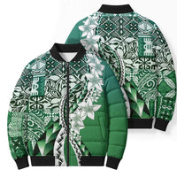 Aloha Vintage Plumeria Hawaiian Tapa Pattern Bomber Puffer Jacket Green Hawaiian Tapa Pattern LT9 - Polynesian Pride
