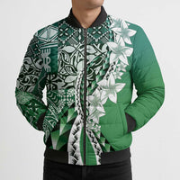 Aloha Vintage Plumeria Hawaiian Tapa Pattern Bomber Puffer Jacket Green Hawaiian Tapa Pattern LT9 - Polynesian Pride