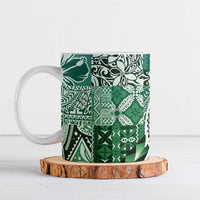 Aloha Vintage Plumeria Hawaiian Tapa Pattern Ceramic Mug Green Hawaiian Tapa Pattern LT9 Green - Polynesian Pride