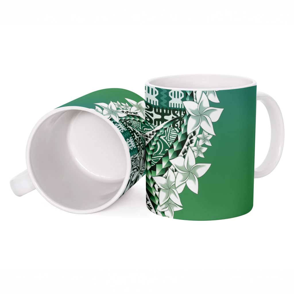Aloha Vintage Plumeria Hawaiian Tapa Pattern Ceramic Mug Green Hawaiian Tapa Pattern LT9 - Polynesian Pride