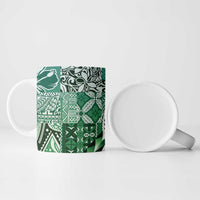 Aloha Vintage Plumeria Hawaiian Tapa Pattern Ceramic Mug Green Hawaiian Tapa Pattern LT9 - Polynesian Pride