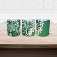 Aloha Vintage Plumeria Hawaiian Tapa Pattern Ceramic Mug Green Hawaiian Tapa Pattern LT9 - Polynesian Pride