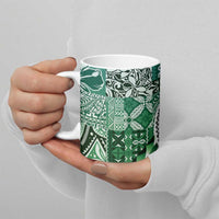 Aloha Vintage Plumeria Hawaiian Tapa Pattern Ceramic Mug Green Hawaiian Tapa Pattern LT9 - Polynesian Pride