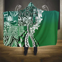 Aloha Vintage Plumeria Hawaiian Tapa Pattern Hooded Blanket Green Hawaiian Tapa Pattern LT9 - Polynesian Pride
