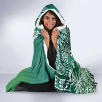 Aloha Vintage Plumeria Hawaiian Tapa Pattern Hooded Blanket Green Hawaiian Tapa Pattern LT9 - Polynesian Pride