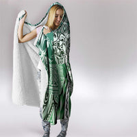 Aloha Vintage Plumeria Hawaiian Tapa Pattern Hooded Blanket Green Hawaiian Tapa Pattern LT9 - Polynesian Pride