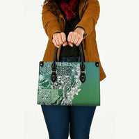 Aloha Vintage Plumeria Hawaiian Tapa Pattern Leather Bag Green Hawaiian Tapa Pattern LT9 - Polynesian Pride