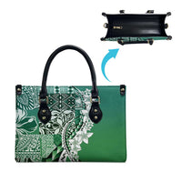 Aloha Vintage Plumeria Hawaiian Tapa Pattern Leather Bag Green Hawaiian Tapa Pattern LT9 - Polynesian Pride