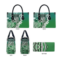 Aloha Vintage Plumeria Hawaiian Tapa Pattern Leather Bag Green Hawaiian Tapa Pattern LT9 - Polynesian Pride