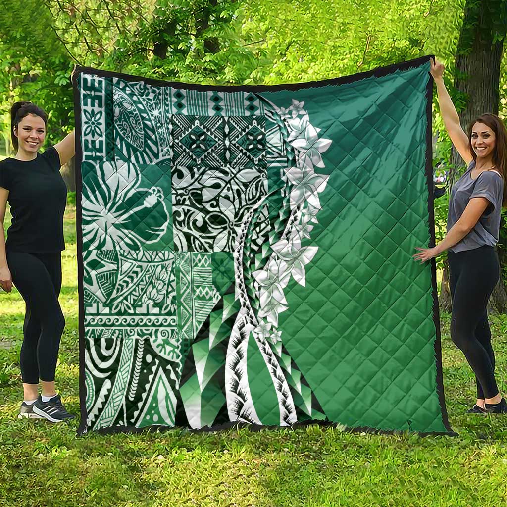 Aloha Vintage Plumeria Hawaiian Tapa Pattern Quilt Green Hawaiian Tapa Pattern LT9 - Polynesian Pride