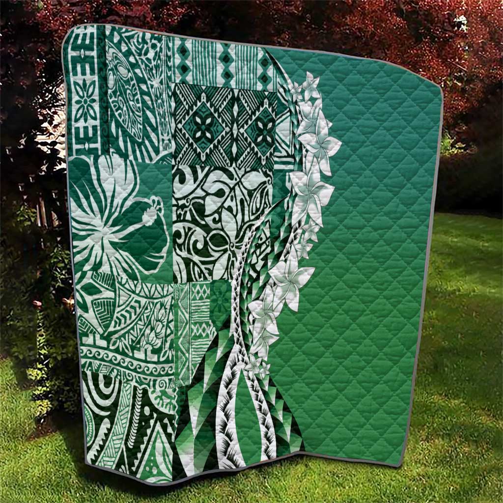 Aloha Vintage Plumeria Hawaiian Tapa Pattern Quilt Green Hawaiian Tapa Pattern LT9 - Polynesian Pride