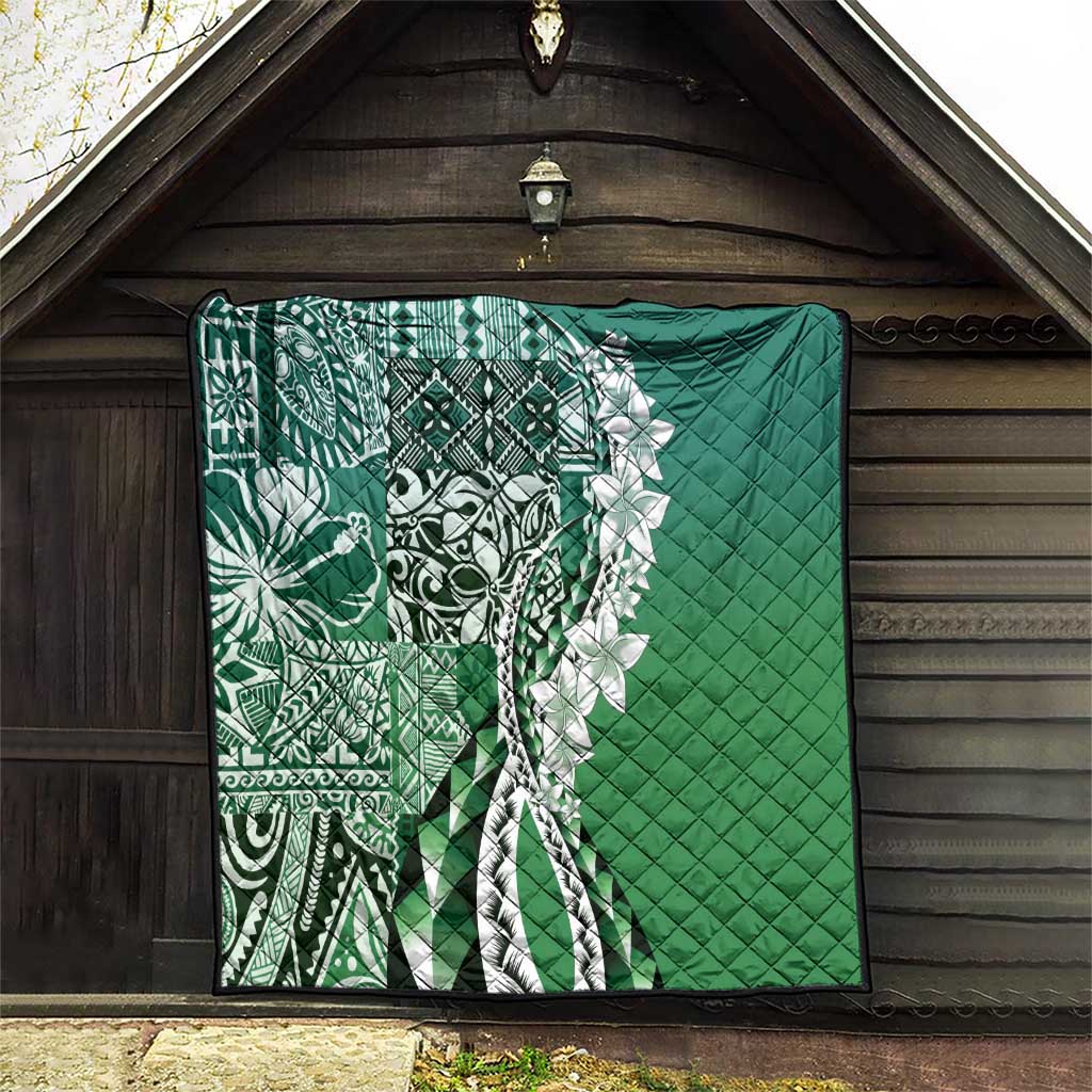 Aloha Vintage Plumeria Hawaiian Tapa Pattern Quilt Green Hawaiian Tapa Pattern LT9 - Polynesian Pride