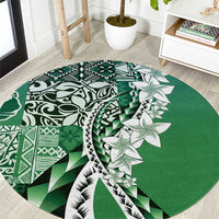 Aloha Vintage Plumeria Hawaiian Tapa Pattern Round Carpet Green Hawaiian Tapa Pattern LT9 Green - Polynesian Pride