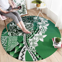 Aloha Vintage Plumeria Hawaiian Tapa Pattern Round Carpet Green Hawaiian Tapa Pattern LT9 - Polynesian Pride