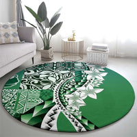 Aloha Vintage Plumeria Hawaiian Tapa Pattern Round Carpet Green Hawaiian Tapa Pattern LT9 - Polynesian Pride