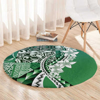 Aloha Vintage Plumeria Hawaiian Tapa Pattern Round Carpet Green Hawaiian Tapa Pattern LT9 - Polynesian Pride