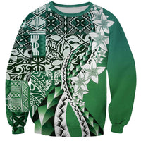 Aloha Vintage Plumeria Hawaiian Tapa Pattern Sweatshirt Green Hawaiian Tapa Pattern LT9 Unisex Green - Polynesian Pride