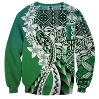 Aloha Vintage Plumeria Hawaiian Tapa Pattern Sweatshirt Green Hawaiian Tapa Pattern LT9 - Polynesian Pride