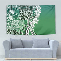 Aloha Vintage Plumeria Hawaiian Tapa Pattern Tapestry Green Hawaiian Tapa Pattern LT9 - Polynesian Pride