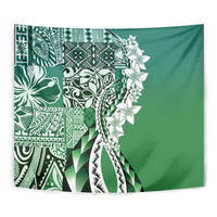 Aloha Vintage Plumeria Hawaiian Tapa Pattern Tapestry Green Hawaiian Tapa Pattern LT9 - Polynesian Pride