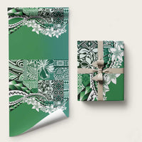 Aloha Vintage Plumeria Hawaiian Tapa Pattern Wrapping Paper Green Hawaiian Tapa Pattern LT9 58" × 23" Green - Polynesian Pride
