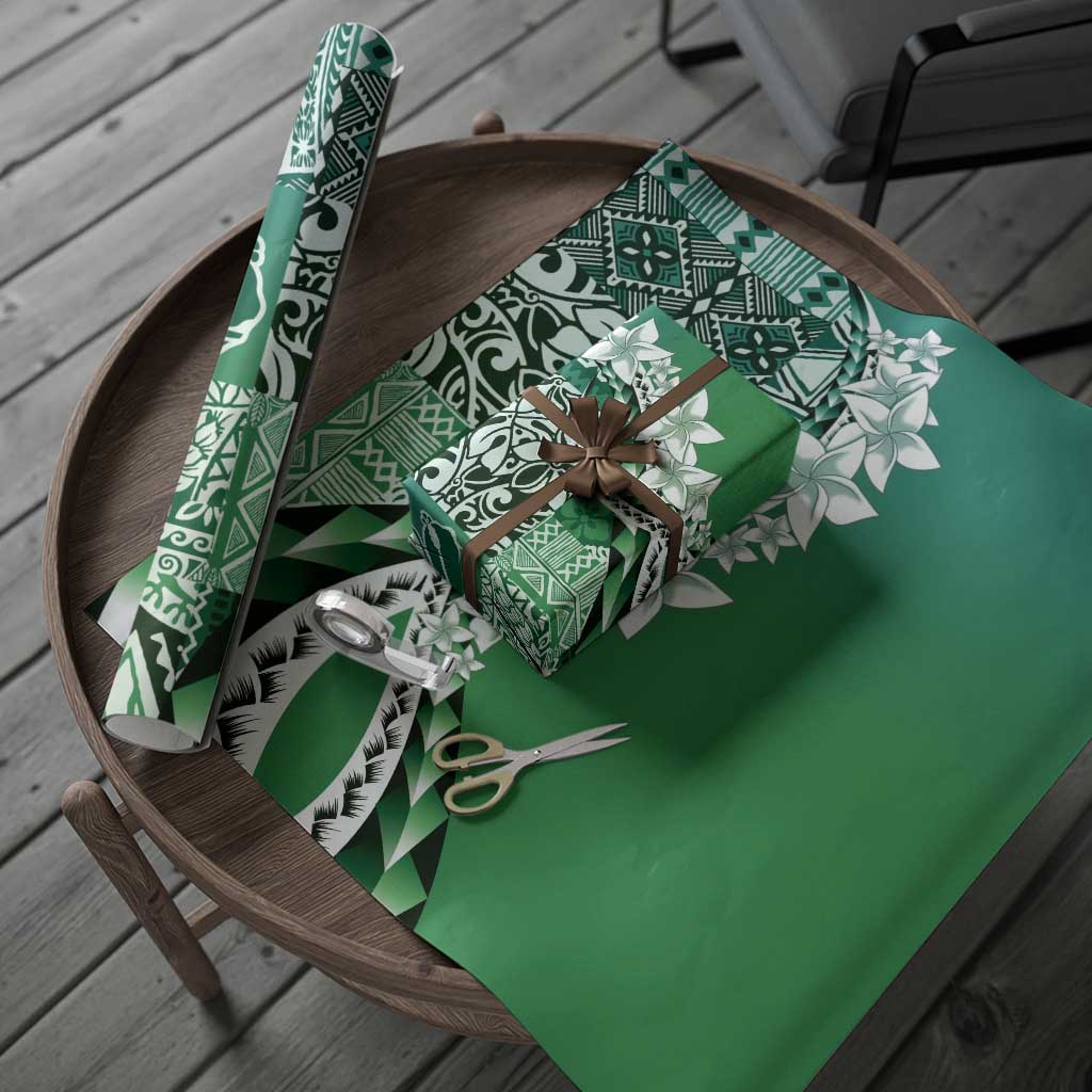 Aloha Vintage Plumeria Hawaiian Tapa Pattern Wrapping Paper Green Hawaiian Tapa Pattern LT9 - Polynesian Pride
