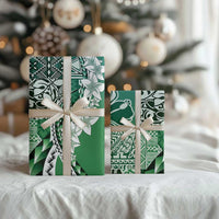 Aloha Vintage Plumeria Hawaiian Tapa Pattern Wrapping Paper Green Hawaiian Tapa Pattern LT9 - Polynesian Pride