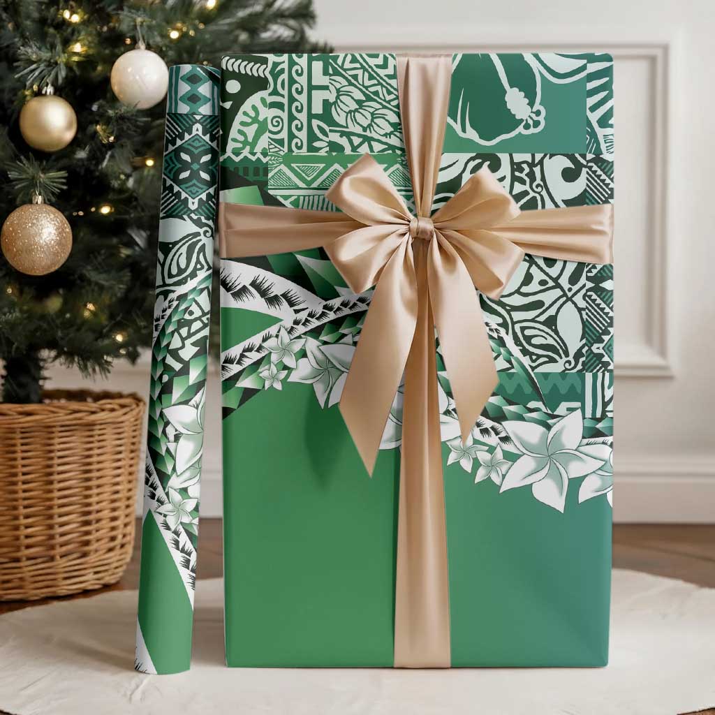 Aloha Vintage Plumeria Hawaiian Tapa Pattern Wrapping Paper Green Hawaiian Tapa Pattern LT9 - Polynesian Pride