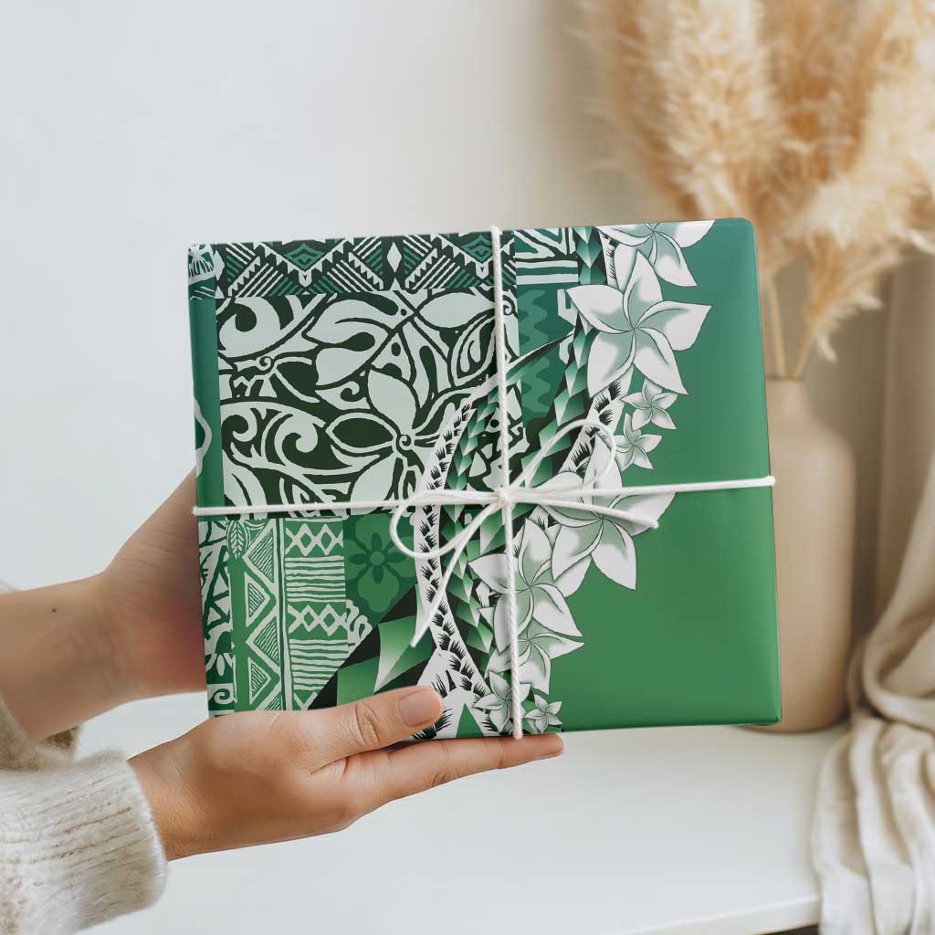 Aloha Vintage Plumeria Hawaiian Tapa Pattern Wrapping Paper Green Hawaiian Tapa Pattern LT9 - Polynesian Pride