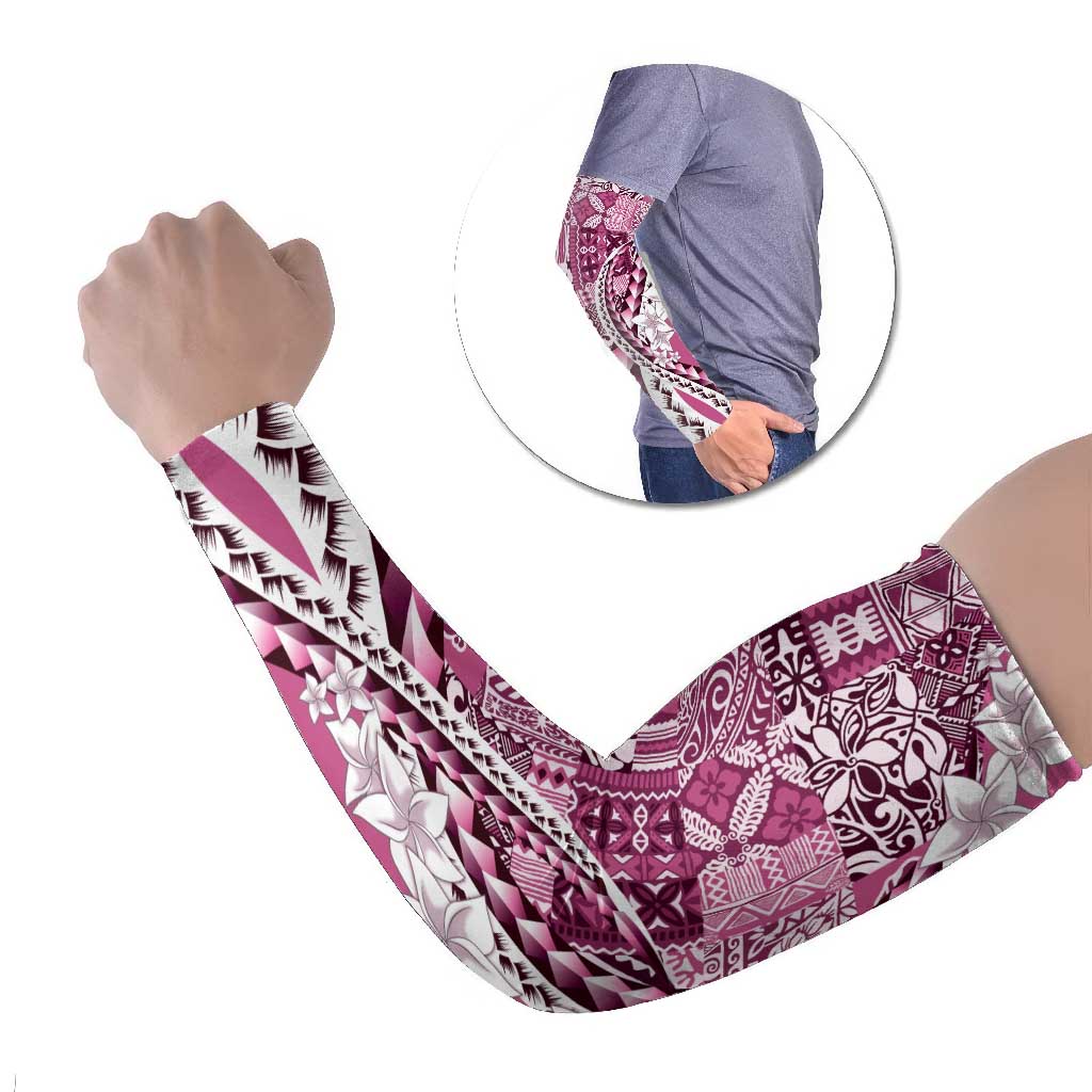 Aloha Vintage Plumeria Hawaiian Tapa Pattern Arm Sleeves Pink Hawaiian Tapa Pattern LT9 Set of 2 Pink - Polynesian Pride