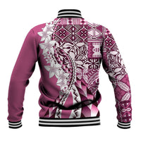 Aloha Vintage Plumeria Hawaiian Tapa Pattern Baseball Jacket Pink Hawaiian Tapa Pattern LT9 - Polynesian Pride