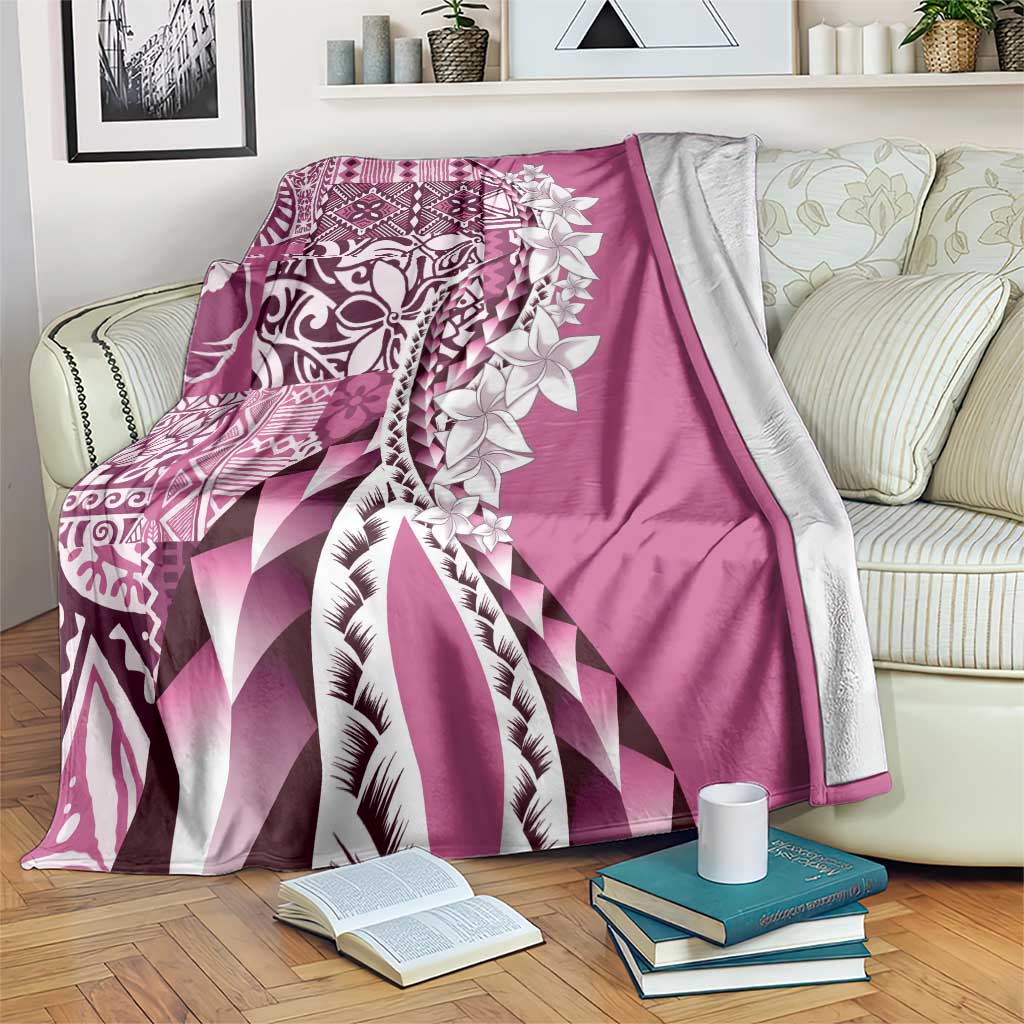 Aloha Vintage Plumeria Hawaiian Tapa Pattern Blanket Pink Hawaiian Tapa Pattern LT9 Pink - Polynesian Pride