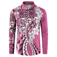 Aloha Vintage Plumeria Hawaiian Tapa Pattern Button Sweatshirt Pink Hawaiian Tapa Pattern LT9 Pink - Polynesian Pride
