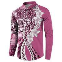 Aloha Vintage Plumeria Hawaiian Tapa Pattern Button Sweatshirt Pink Hawaiian Tapa Pattern LT9 - Polynesian Pride