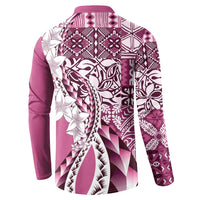 Aloha Vintage Plumeria Hawaiian Tapa Pattern Button Sweatshirt Pink Hawaiian Tapa Pattern LT9 - Polynesian Pride