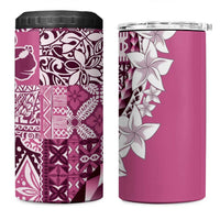 Aloha Vintage Plumeria Hawaiian Tapa Pattern 4 in 1 Can Cooler Tumbler Pink Hawaiian Tapa Pattern LT9 One Size: 16 oz Pink - Polynesian Pride